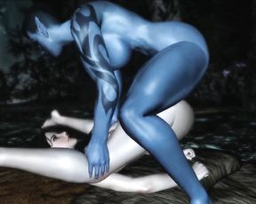 3D Futanari Cartoon Sex - Serana with a Dark Elf Rogue