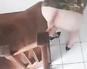Dildo on the railing stairs. Video Cam
