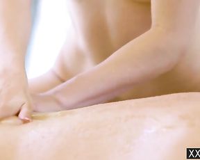 Wild black-haired gave an softcore rubdown to her mother's beau, before they had super-steamy romp