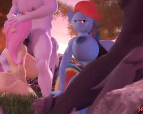 Anime Hooves Art - Fluttershy x Rainbowdash