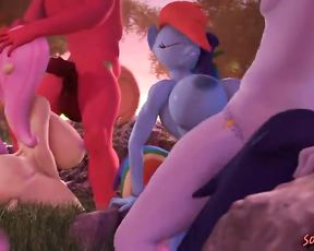 Anime Hooves Art - Fluttershy x Rainbowdash