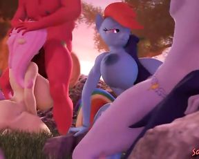 Anime Hooves Art - Fluttershy x Rainbowdash