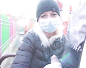 - 4K -FUCK CORONAVIRUS ! -RISKY OUTDOOR FOREARM JOB IN PARK, POP-SHOT ADELLA JAY