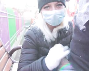 - 4K -FUCK CORONAVIRUS ! -RISKY OUTDOOR FOREARM JOB IN PARK, POP-SHOT ADELLA JAY