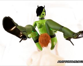 Slim TRIO DIMENSIONAL Roleplaying Orc Babe Riding A Crimson-Super-Fucking-Hot Dude Spear In Adult MMO Game!