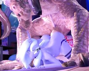 Hooves Art - Luna x some Wierd Monster