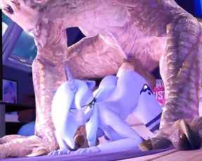 Hooves Art - Luna x some Wierd Monster