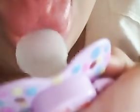Gargling and Playing with Adult Pacifier