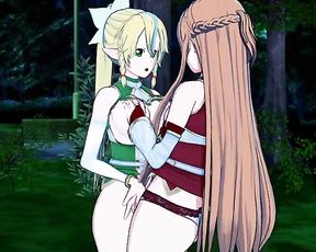 288px x 230px - Sword Art Online - Asuna X Leafa Yuri Manga Porno - Erotic Art Sex Video