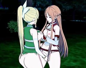 Sword Art Online - Asuna X Leafa Yuri Manga Porno - Erotic Art Sex Video