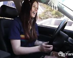 Super-Hot Matilda Jacking While Driving