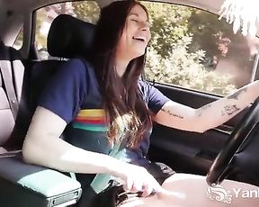 Super-Hot Matilda Jacking While Driving
