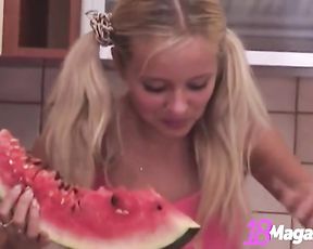 Lean Puny Melon Paris Tale Gets Filthy With A Watermelon!