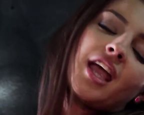 Stunning college nubile Melena Maria fills her wet sex fuck-holes with stimulating hump toy