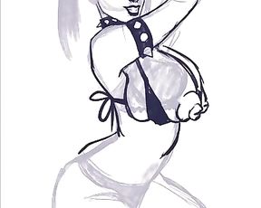 Bowsette Naked Pinup, Queen Bowser Titties out Speedpaint, Manga Pornography Art Vertical Video