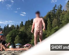 Naked man on beach small penis laughing girls