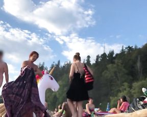 Lil' Prick on Nude Beach! Part 2 - Femmes Laughing! SPH CFNM