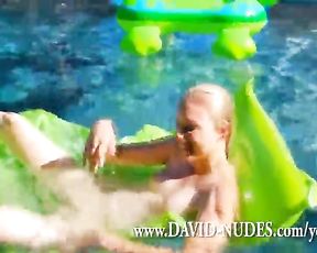 Bare Teen Amanda Plays in Her Pool