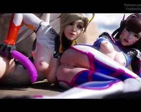 Overwatch 3 dimensional toon manga porno Mercy amp D.Va Fake-Spear Jizm Twitch firebox Studio Blizzard