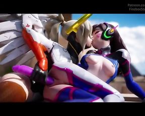 Overwatch 3 dimensional toon manga porno Mercy amp D.Va Fake-Spear Jizm Twitch firebox Studio Blizzard