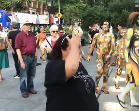 Bodypainted People Dancing Bare in Public