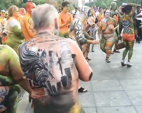 Bodypainted People Dancing Bare in Public