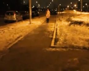 [real] Naked in Public Bus and on Streets, at Night.