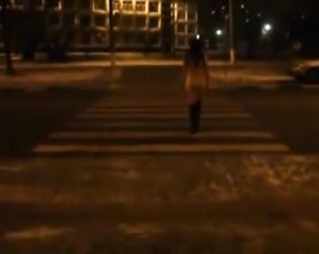 [real] Naked in Public Bus and on Streets, at Night.