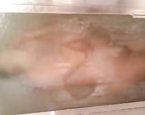 Cooch wife showers fellow juice off bap press glass door