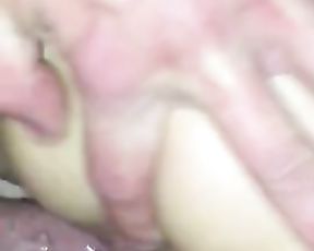 Close up girlfriend getting pummeled raw and caked in jizz