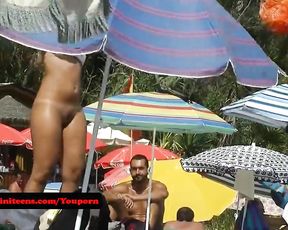 Naked Latina Teenager Tanning Bare at beach