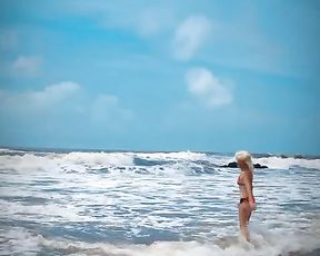 Tik Tok. Beach Hidden Webcam looks on Blonde Teenage Loving Stripped To The Waist in the Wags.