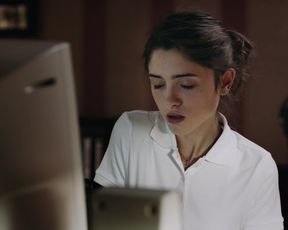 Natalia Dyer - Yes, God, Yes (2017) Naked actress in a TV movie scene