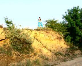 Blue Bikini Girl Outodor with Beauty Big Tits