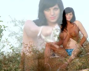 Blue Bikini Girl Outodor with Beauty Big Tits