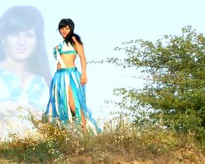 Blue Bikini Girl Outodor with Beauty Big Tits