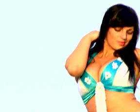 Blue Bikini Girl Outodor with Beauty Big Tits