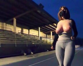 Jaw-Dropping crossdresser flashed to an older stud at the track realm