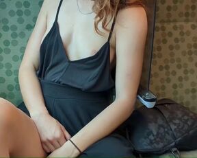 Flashing my natural funbags on a train in front of a hidden webcam