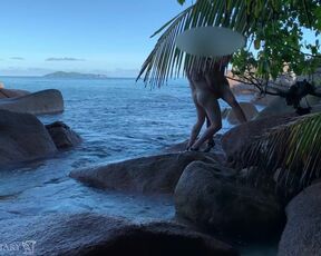 Sex intercourse on public beach in paradise