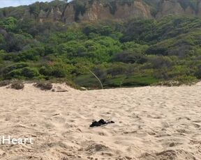 Naked Nudist Girl Playing Tennis on the Beach.