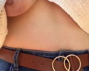 MILF Walks Eposing Boobs in Public