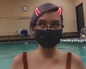 Cute Girl Flashed Piercing Nipples at Public Pool
