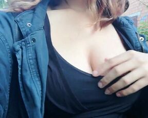 Flashing Boobs and Upskirt Outdoors