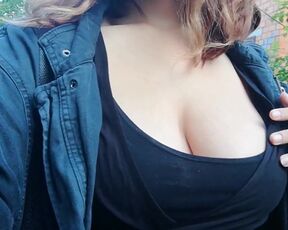 Flashing Boobs and Upskirt Outdoors