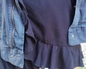 Flashing Boobs and Upskirt Outdoors