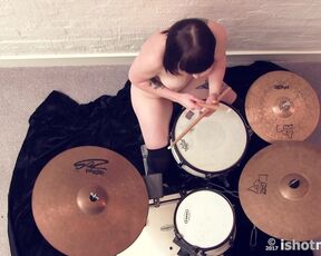 Naked Drummer Girl. Stunning nude video from a titty rock brunette.