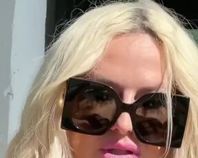 Ash-Blonde Cougar Plays with Snatch on Public Balcony