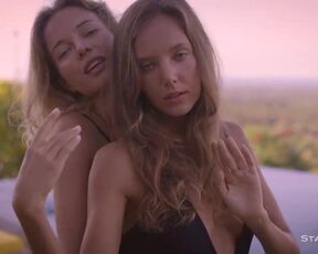 Gorgeous lingerie porn models were taking off their clothes and touching each other