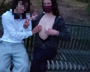 Exhibitionist Housewife Showing Skater at Skatepark